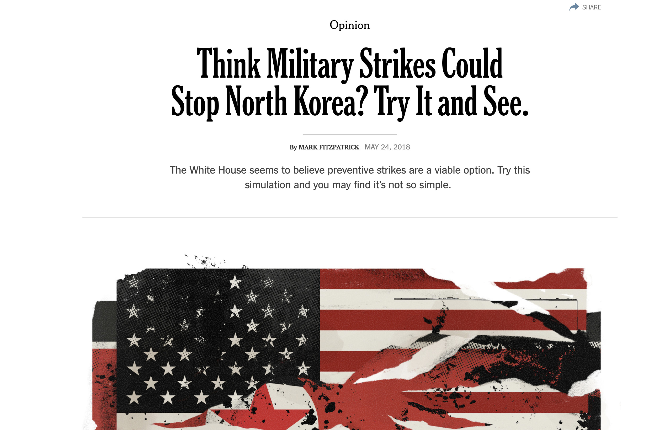 Play and see the potential outcomes of military strike on North Korea 